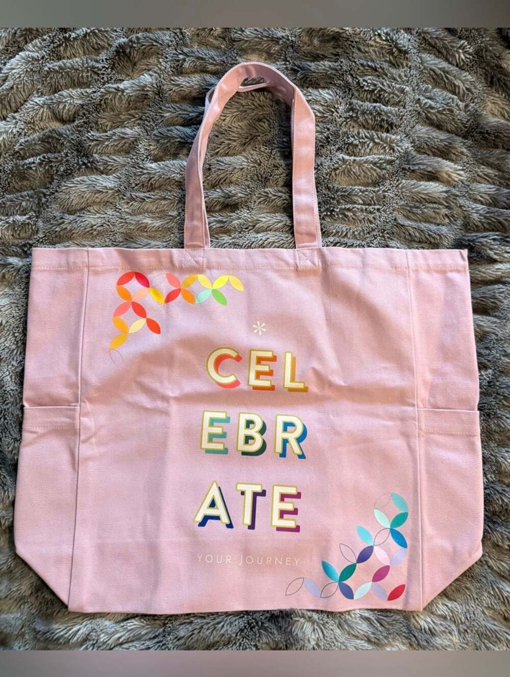 Erin Condren Celebrate Your Journey Pink Canvas Market Tote Bag